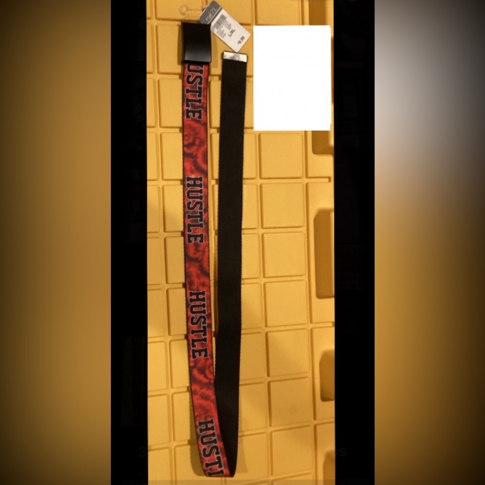 🐣  “HUSTLE” NO Hole Adjustable BELT w/Clamp ~ Rare NWT